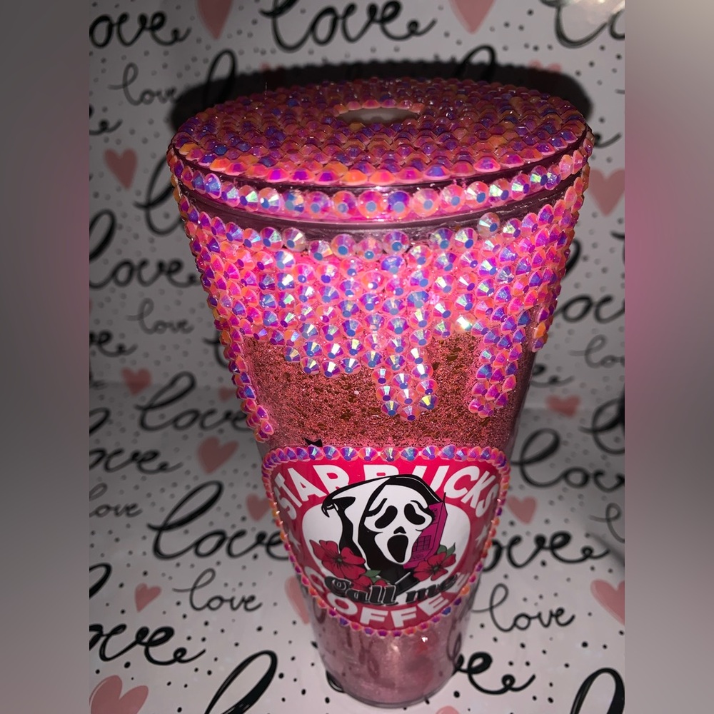 Ghost Face Rhinestones Polycrilic Tumbler